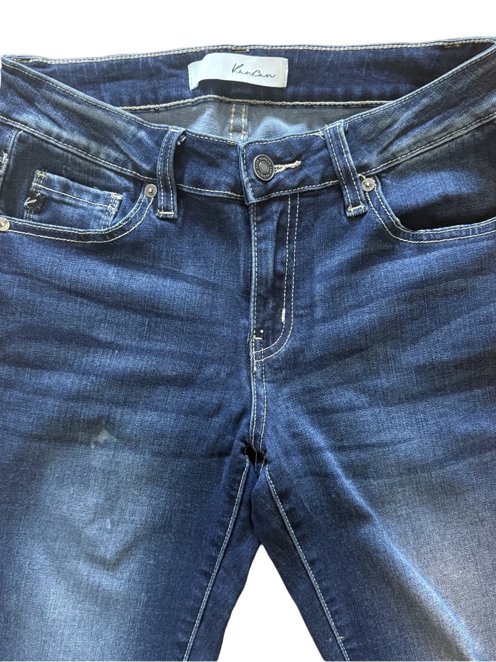 KANCAN Low Rise Ankle Skinny Jeans Frayed Hem Zipper Detail Stretch Size 25 - Picture 2 of 14